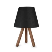 Tasarım Üç Ayaklı Ahşap Abajur Siyah Kumaş - 2