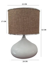 Serenay Metal Beyaz Gövdeli Elite Abajur Gümüş Detay Bej Başlık - 4