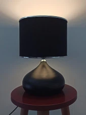 Serenay Metal Siyah Gövdeli Elite Abajur Gümüş Detay Siyah Başlık - 1