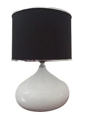 Serenay Metal Beyaz Gövdeli Elite Abajur Gümüş Detay Siyah Başlık - 2