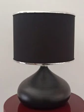 Serenay Metal Siyah Gövdeli Elite Abajur Gümüş Detay Siyah Başlık - 3