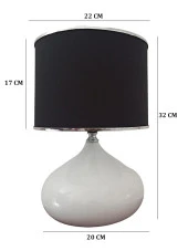 Serenay Metal Beyaz Gövdeli Elite Abajur Gümüş Detay Siyah Başlık - 4