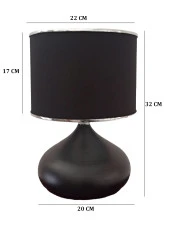 Serenay Metal Siyah Gövdeli Elite Abajur Gümüş Detay Siyah Başlık - 4