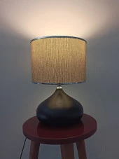 Serenay Metal Siyah Gövdeli Elite Abajur Gümüş Detay Bej Başlık thumbnail 1