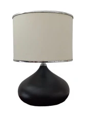 Serenay Metal Siyah Gövdeli Elite Abajur Gümüş Detay Krem Başlık thumbnail 3