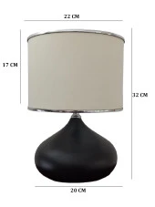 Serenay Metal Siyah Gövdeli Elite Abajur Gümüş Detay Krem Başlık thumbnail 4