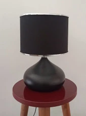 Serenay Metal Siyah Gövdeli Elite Abajur Gümüş Detay Siyah Başlık - 5