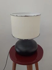 Serenay Metal Siyah Gövdeli Elite Abajur Gümüş Detay Krem Başlık thumbnail 5