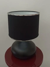 Serenay Metal Siyah Gövdeli Elite Abajur Gümüş Detay Siyah Başlık - 6