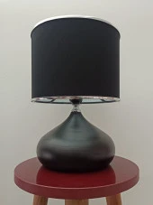 Serenay Metal Siyah Gövdeli Elite Abajur Gümüş Detay Siyah Başlık - 7