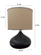 Serenay Metal Siyah Gövdeli Elite Abajur Gümüş Detay Pudra Başlık - 4