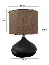 Serenay Metal Siyah Gövdeli Elite Abajur Gümüş Detay Bej Başlık thumbnail 4