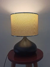 Serenay Metal Siyah Gövdeli Elite Abajur Gümüş Detay Pudra Başlık - 5