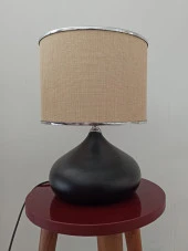 Serenay Metal Siyah Gövdeli Elite Abajur Gümüş Detay Pudra Başlık - 6