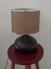 Serenay Metal Siyah Gövdeli Elite Abajur Gümüş Detay Bej Başlık thumbnail 6