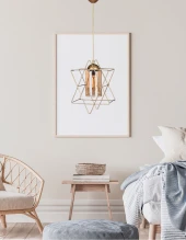 Yıldız Şekilli Metal Tekli Mika Siperli Eskitme Sarkıt Avize Mutfak Hol Antre - 1