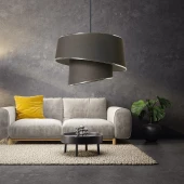 Stil Asitmetrik Pasta Avize Antrasit Kumaş Gümüş Şeritli Yatak Odası Salon Sarkıt - 1