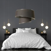 Stil Asitmetrik Pasta Avize Antrasit Kumaş Gümüş Şeritli Yatak Odası Salon Sarkıt - 2