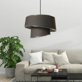 Stil Asitmetrik Pasta Avize Antrasit Kumaş Gümüş Şeritli Yatak Odası Salon Sarkıt - 3