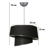 Stil Asitmetrik Pasta Avize Siyah Kumaş Gümüş Şeritli Yatak Odası Salon Sarkıt thumbnail 5