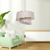 Stil Asitmetrik Pasta Avize Pudra Kumaş Altın Şeritli Yatak Odası Salon Sarkıt - 5