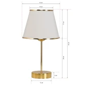 Star Gold Ayaklı Abajur Şeritli Krem Kumaş Başlık Yatak Odası Salon Masa Lambası 2 Adet thumbnail 3