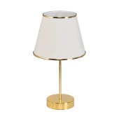 Star Gold Ayaklı Abajur Şeritli Krem Kumaş Başlık Yatak Odası Salon Masa Lambası 2 Adet thumbnail 4