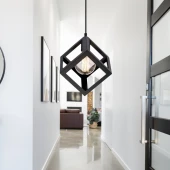 Küp Şeklinde Siyah Metal Sarkıt Hol Avize Genç Odası Çocuk Odası Kare Mutfak Aydınlatması - 1