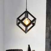 Küp Şeklinde Siyah Metal Sarkıt Hol Avize Genç Odası Çocuk Odası Kare Mutfak Aydınlatması - 3