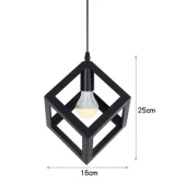 Küp Şeklinde Siyah Metal Sarkıt Hol Avize Genç Odası Çocuk Odası Kare Mutfak Aydınlatması - 5