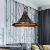 Style Tekli Mika Sarkıt Siyah Gold Detaylı Mutfak Avize Cafe Armatür Ofis Depo Aydınlatma thumbnail 2