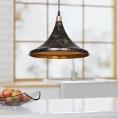 Style Tekli Mika Sarkıt Siyah Gold Detaylı Mutfak Avize Cafe Armatür Ofis Depo Aydınlatma thumbnail 3