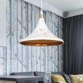 Style Tekli Mika Sarkıt Beyaz Gold Detaylı Mutfak Avize Cafe Armatür Ofis Depo Aydınlatma - 6