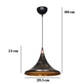 Style Tekli Mika Sarkıt Siyah Gold Detaylı Mutfak Avize Cafe Armatür Ofis Depo Aydınlatma thumbnail 6