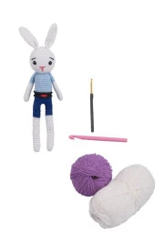 Amigurumi Organik Oyuncak-Uyku Arkadaşı Tavşan-Örme Mavi Tavşan - 2