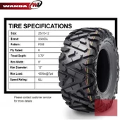 25x10-12 Wanda P350 6PR Atv Arka Lastiği - 4