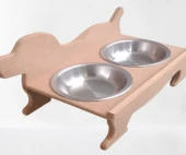 Hobi ERC 90370 Köpek Mama Ve Su Kabı Seti Ahşap HAM MDF Paslanmaz Tabak El Yapım - 1