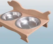 Hobi ERC 90370 Köpek Mama Ve Su Kabı Seti Ahşap HAM MDF Paslanmaz Tabak El Yapım - 5