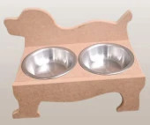 Hobi ERC 90370 Köpek Mama Ve Su Kabı Seti Ahşap HAM MDF Paslanmaz Tabak El Yapım - 6