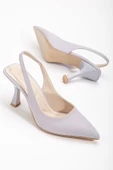Zara Saten Arka Açık Gri Kadın Topuklu Ayakkabı thumbnail 1