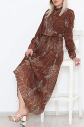 Altı Pileli Elbise Kahve thumbnail 1