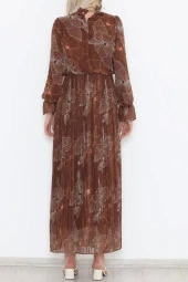 Altı Pileli Elbise Kahve thumbnail 4