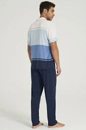 Erkek Lacoste Yakalı Yakası Düğmeli Pijama Takımı - 4