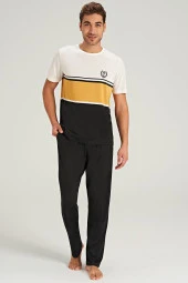 Erkek Ringel Desenli Yarım Kol Pijama Takımı - 3