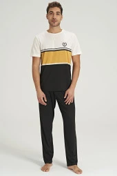 Erkek Ringel Desenli Yarım Kol Pijama Takımı - 4