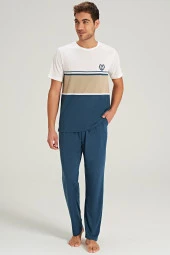 Erkek Ringel Desenli Yarım Kol Pijama Takımı - 8