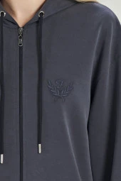 Kadın Fermuarlı Kapşonlu Paçası Lastikli Pijama Takımı - 8