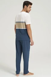 Erkek Ringel Desenli Yarım Kol Pijama Takımı - 10