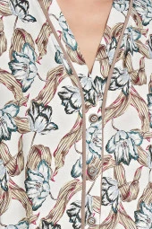 Kadın Klasik Çicek Desenli Önden Düğmeli Gecelik Elbise - 6