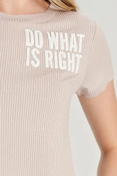 Kadın Fitilli Yakası Baskılı Paçası Lastikli Pijama Takımı - 7